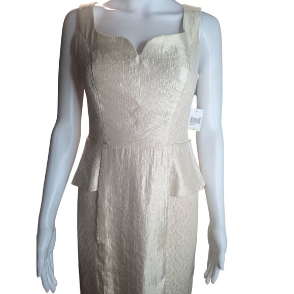 NWT London Times Champagne Peplum Sheath Dress Weddings Cocktail Parties sz 4 - Picture 7 of 12